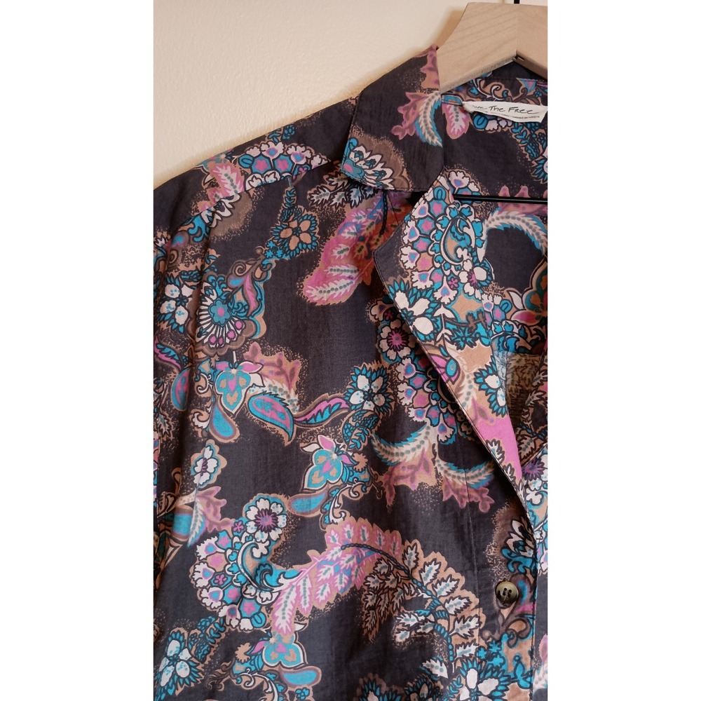 Free People We The Free Poolside‎ Printed Boyfriend Button Down Paisley Top Sz M - Picture 5 of 14